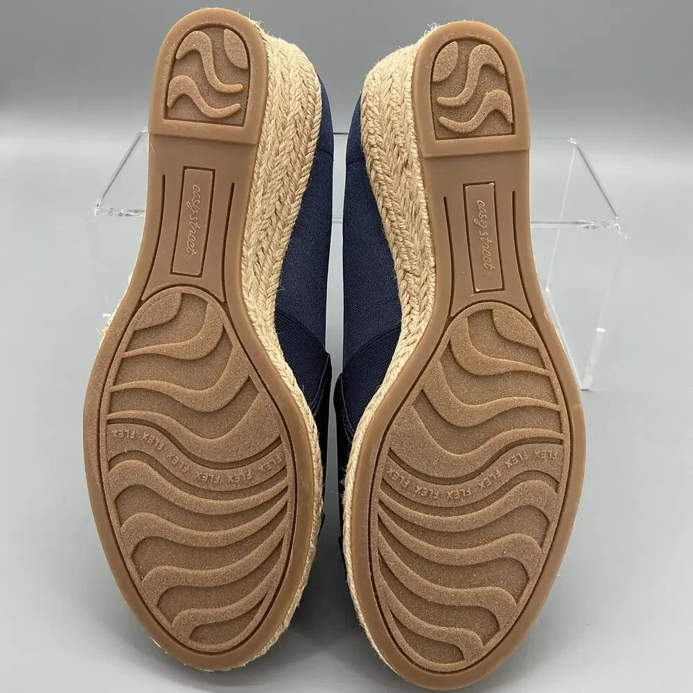 NEW Easy Street Women’s Jasper Wedge Sandals Navy Size 7.5N